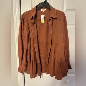 Umgee Terracotta Button-Up Top